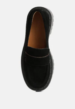 Honora Suede Chunky Loafers In Black 13 Honora Suede Chunky Loafers In Black -Rag & Co honorasuedechunkyloafers RCSH4367 black 9