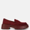 Honora Suede Chunky Loafers In Burgundy -Rag & Co honorasuedechunkyloafers RCSH4367 burgundy 1