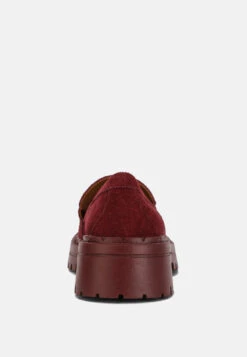 Honora Suede Chunky Loafers In Burgundy -Rag & Co honorasuedechunkyloafers RCSH4367 burgundy 6