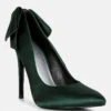HORNET Green Satin Stiletto Pump Sandals -Rag & Co hornethighheeledsatinpumpsandalsinGreen RCSH3457 Green 6