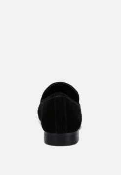 JULIA Black Suede Semi Casual Loafers -Rag & Co juliatexturedloafers RCSH2230 black 9