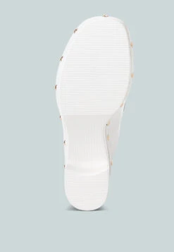 Lyrac Recycled Leather Platform Clogs In White -Rag & Co lyracrecycledleatherplatformclogs RCSH4775R white 1