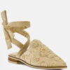 Mande Embroidered Velvet Mules In Beige -Rag & Co mandeembroideredmules RCSH2863 beige 2