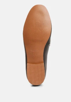 MERVA Chunky Chain Leather Loafers In Black -Rag & Co mervachunkychainleatherloafersRCSH4106 Black 9