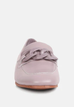 MERVA Chunky Chain Leather Loafers In Lilac -Rag & Co mervachunkychainleatherloafersRCSH4106Lilac 2