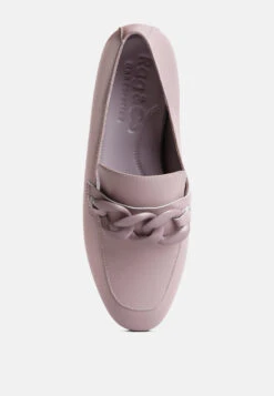 MERVA Chunky Chain Leather Loafers In Lilac -Rag & Co mervachunkychainleatherloafersRCSH4106Lilac 6