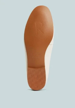 MERVA Chunky Chain Leather Loafers In Off White -Rag & Co mervachunkychainleatherloafersRCSH4106OffWhite 12