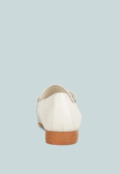 MERVA Chunky Chain Leather Loafers In Off White -Rag & Co mervachunkychainleatherloafersRCSH4106OffWhite 8