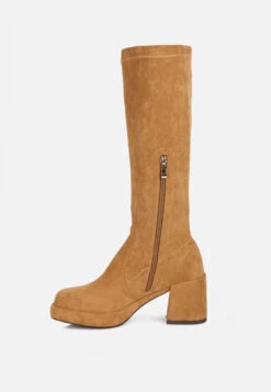 MORPIN Tan Stretch Suede Calf Boots -Rag & Co morpinstretchsuedecalfboots RCSH3922 tan 3
