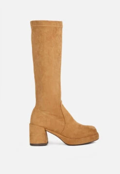 MORPIN Tan Stretch Suede Calf Boots -Rag & Co morpinstretchsuedecalfboots RCSH3922 tan 6
