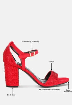 Navoli Rhinestones Embellished Sandals -Rag & Co navolirhinestonesembellishedsandals SH4810 red 3