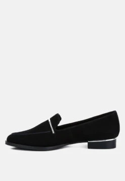 PAULINA Black Suede Leather Loafers 11 PAULINA Black Suede Leather Loafers -Rag & Co paulinasuedeslip onloafers RCSH2234 black 4
