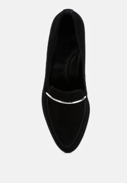 PAULINA Black Suede Leather Loafers 13 PAULINA Black Suede Leather Loafers -Rag & Co paulinasuedeslip onloafers RCSH2234 black 7