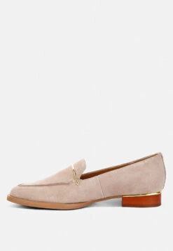 PAULINA Taupe Suede Slip-on Loafers -Rag & Co paulinasuedeslip onloafers RCSH2234 taupe 4