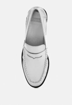 Plavia Genuine Leather Loafers -Rag & Co plaviagenuineleatherloafers RCSH4826 silver 10