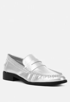 Plavia Genuine Leather Loafers -Rag & Co plaviagenuineleatherloafers RCSH4826 silver 4