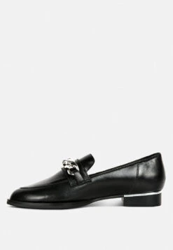 POLA Black Leather Horsebit Loafers -Rag & Co polaleatherhorsebitloafers RCSH2233 black 5