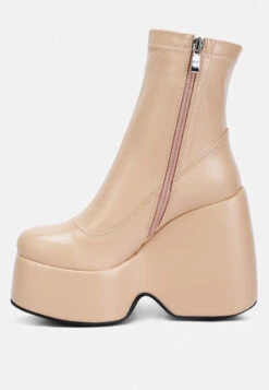 PURNELL Beige High Platform Ankle Boots -Rag & Co purnellhighplatformankleboots RCSH3897 beige 7
