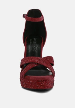 REGALIA Burgundy Rhinestone Embellished Stiletto Sandals 10 REGALIA Burgundy Rhinestone Embellished Stiletto Sandals -Rag & Co regaliarhinestoneembellishedstilettosandals RCSH3844 burgundy 4