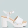Sawor Recycled Leather High Block Sandals In White 2 Sawor Recycled Leather High Block Sandals In White -Rag & Co saworrecycledleatherhighblocksandals RCSH4772R white 1