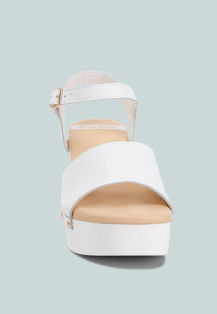 Sawor Recycled Leather High Block Sandals In White 5 Sawor Recycled Leather High Block Sandals In White - Image 3
