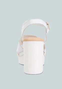 Sawor Recycled Leather High Block Sandals In White 21 Sawor Recycled Leather High Block Sandals In White -Rag & Co saworrecycledleatherhighblocksandals RCSH4772R white 6