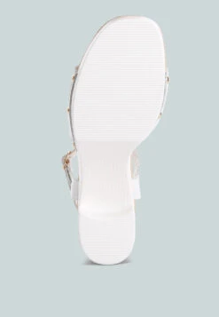 Sawor Recycled Leather High Block Sandals In White 23 Sawor Recycled Leather High Block Sandals In White -Rag & Co saworrecycledleatherhighblocksandals RCSH4772R white 8