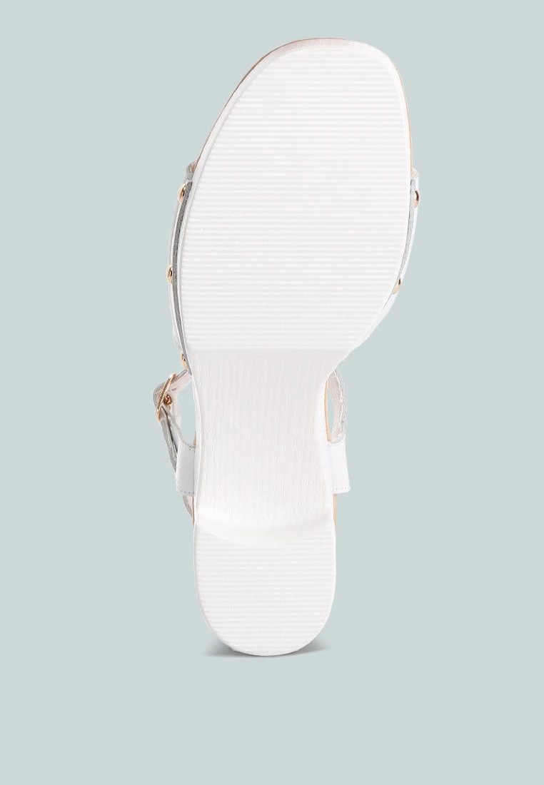 Sawor Recycled Leather High Block Sandals In White 9 Sawor Recycled Leather High Block Sandals In White - Image 7