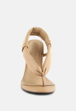 SINGLES Beige Stiletto Heel Thong Sandals 11 SINGLES Beige Stiletto Heel Thong Sandals -Rag & Co singleshighheeledthongsandals RCSH3037 tan 6