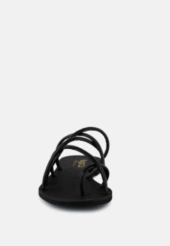 SWEETIN Black Strappy Flat Slip On Sandals 11 SWEETIN Black Strappy Flat Slip On Sandals -Rag & Co sweetinblackstrappyflatsliponsandals RCSH4080 black 7