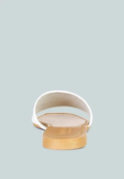 TATAMI White Leather Classic Slide Flats -Rag & Co tatamileatherclassicslideflats RCSH2953 white 7