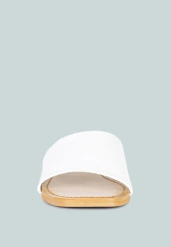 TATAMI White Leather Classic Slide Flats -Rag & Co tatamileatherclassicslideflats RCSH2953 white 9