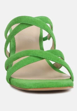 Valentina Strappy Casual Block Heel Sandals In Green 11 Valentina Strappy Casual Block Heel Sandals In Green -Rag & Co valentinastrappycasualblockheelsandalsinGreen RCSH4188 Green 1