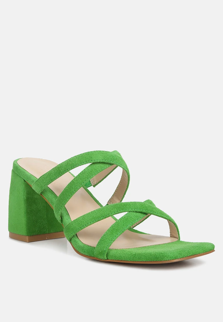 Valentina Strappy Casual Block Heel Sandals In Green 3 Valentina Strappy Casual Block Heel Sandals In Green
