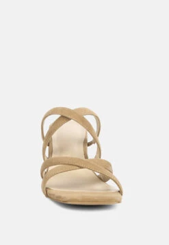 Valentina Strappy Casual Block Heel Sandals In Tan -Rag & Co valentinastrappycasualblockheelsandalsinTan RCSH4188 Tan 2