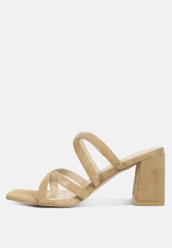 Valentina Strappy Casual Block Heel Sandals In Tan -Rag & Co valentinastrappycasualblockheelsandalsinTan RCSH4188 Tan 3