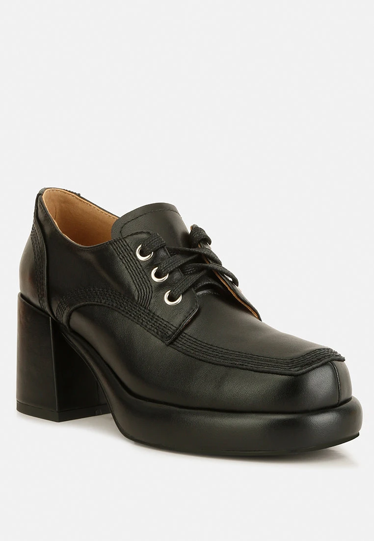 Quecha Leather Block Heel Oxfords In Black 3 Quecha Leather Block Heel Oxfords In Black