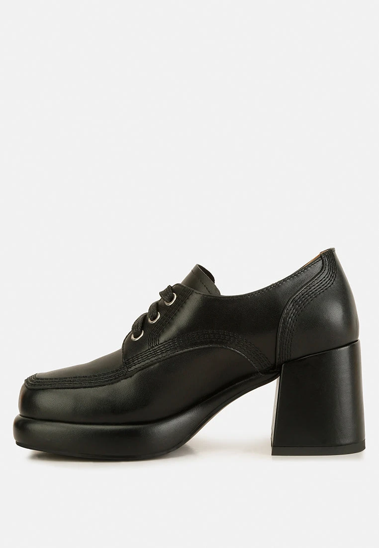 Quecha Leather Block Heel Oxfords In Black 6 Quecha Leather Block Heel Oxfords In Black - Image 4
