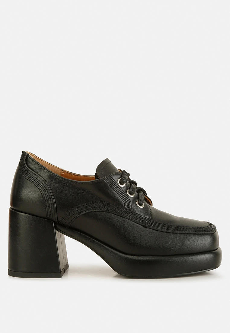Quecha Leather Block Heel Oxfords In Black 4 Quecha Leather Block Heel Oxfords In Black - Image 2