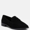 ZOFIA Black Suede Penny Loafers -Rag & Co zofiasuedepennyloafers RCSH2226 black 4